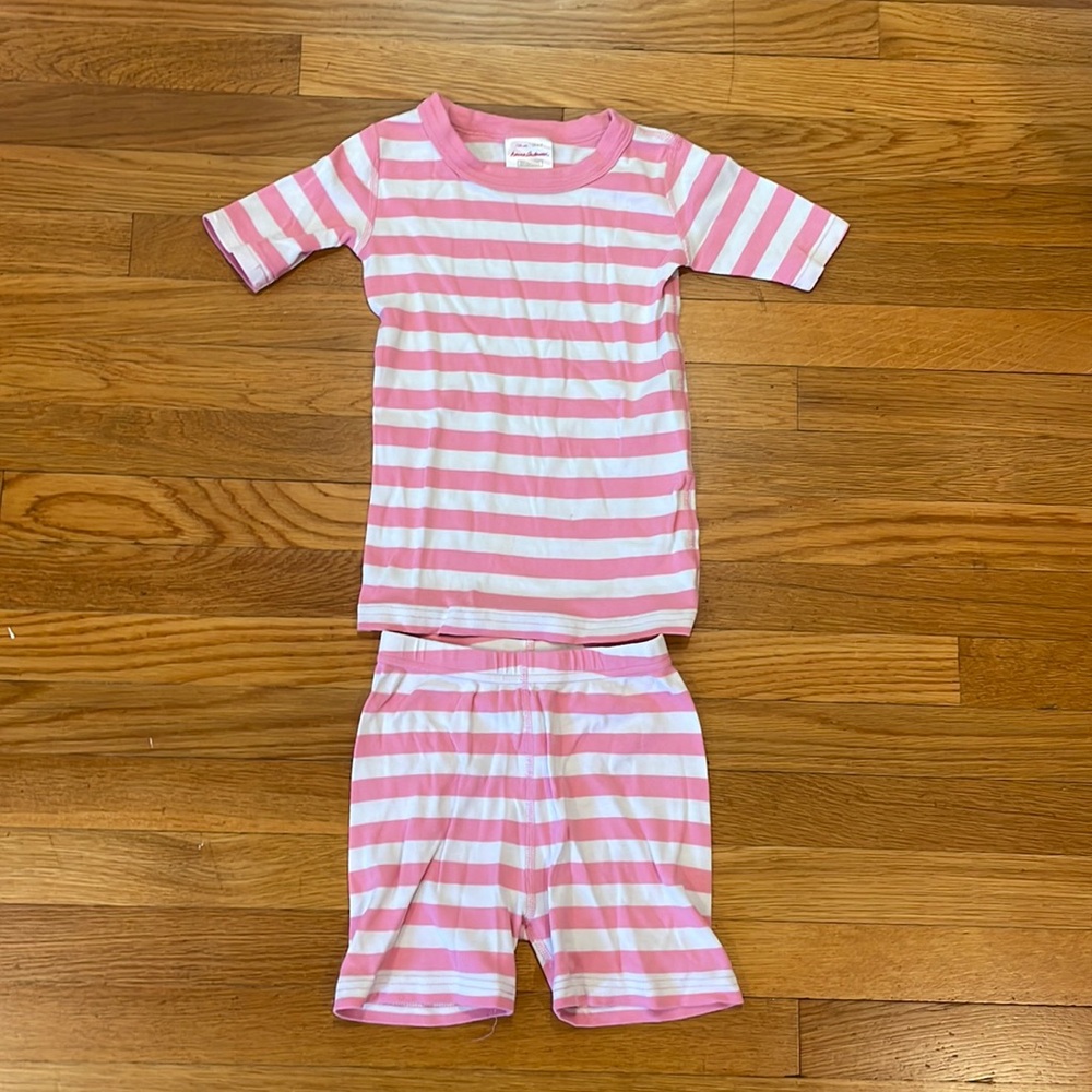 Hanna Andersson short Johns, sz 6-7 (120) pink and white stripes.
